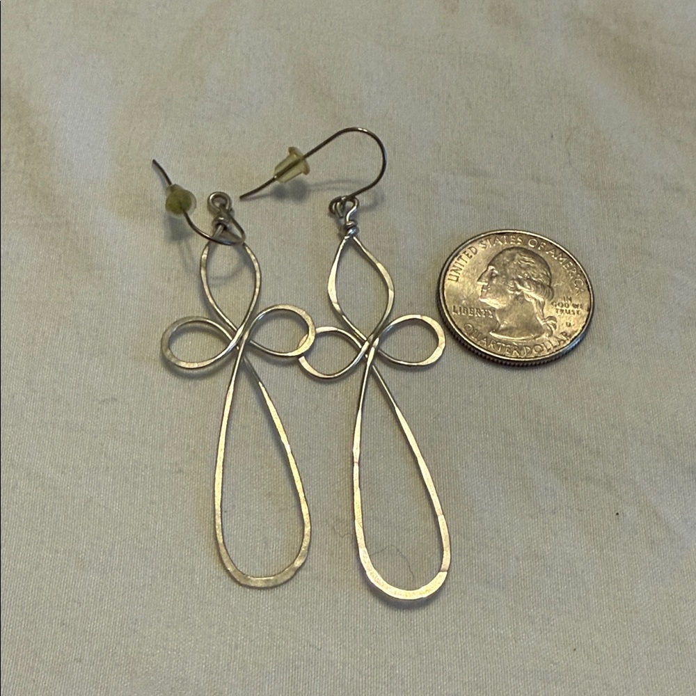 Sterling Silver Loopy Cross Dangle Earrings - Picture 2 of 3